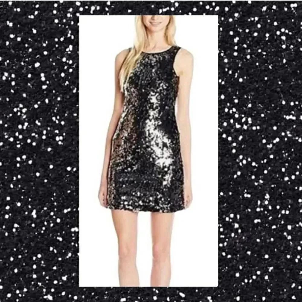 Black Sequined Bodycon Special Occasion Formal Evening Cocktail Mini Dress